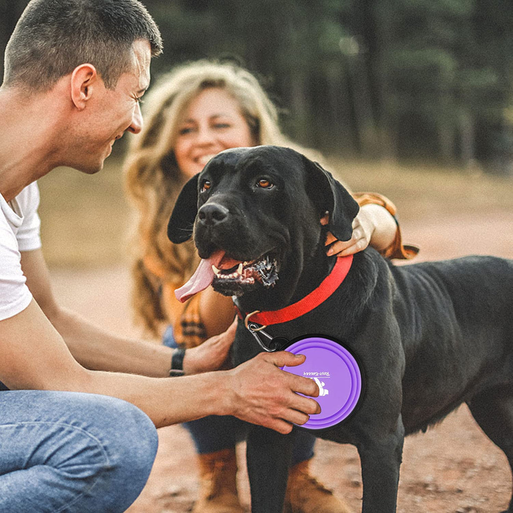 Collapsible Dog Bowls for Travel, 2-Pack Dog Portable Water Bowl for Dogs Cats Pet Foldable Feeding Watering Dish for Traveling Camping Walking with 2 Carabiners, BPA Free