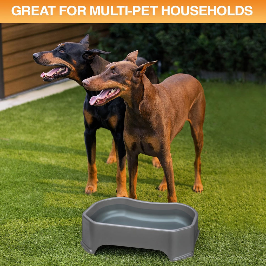 Big Bowl - Extra Large Water Bowl for Dogs (1.25 Gallon Capacity, 160 Oz) - Huge over Size Pet Bowl - Gunmetal Grey